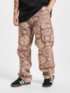 lässige Karl Kani Herren Jeans Reißverschluss Taschen mit Baumwolle Braun