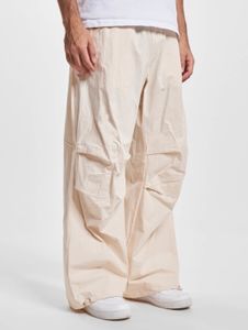 Jeans casual da uomo Karl Kani con coulisse e chiusura in velcro, 150 g/m² di cotone, bianco ecru.
