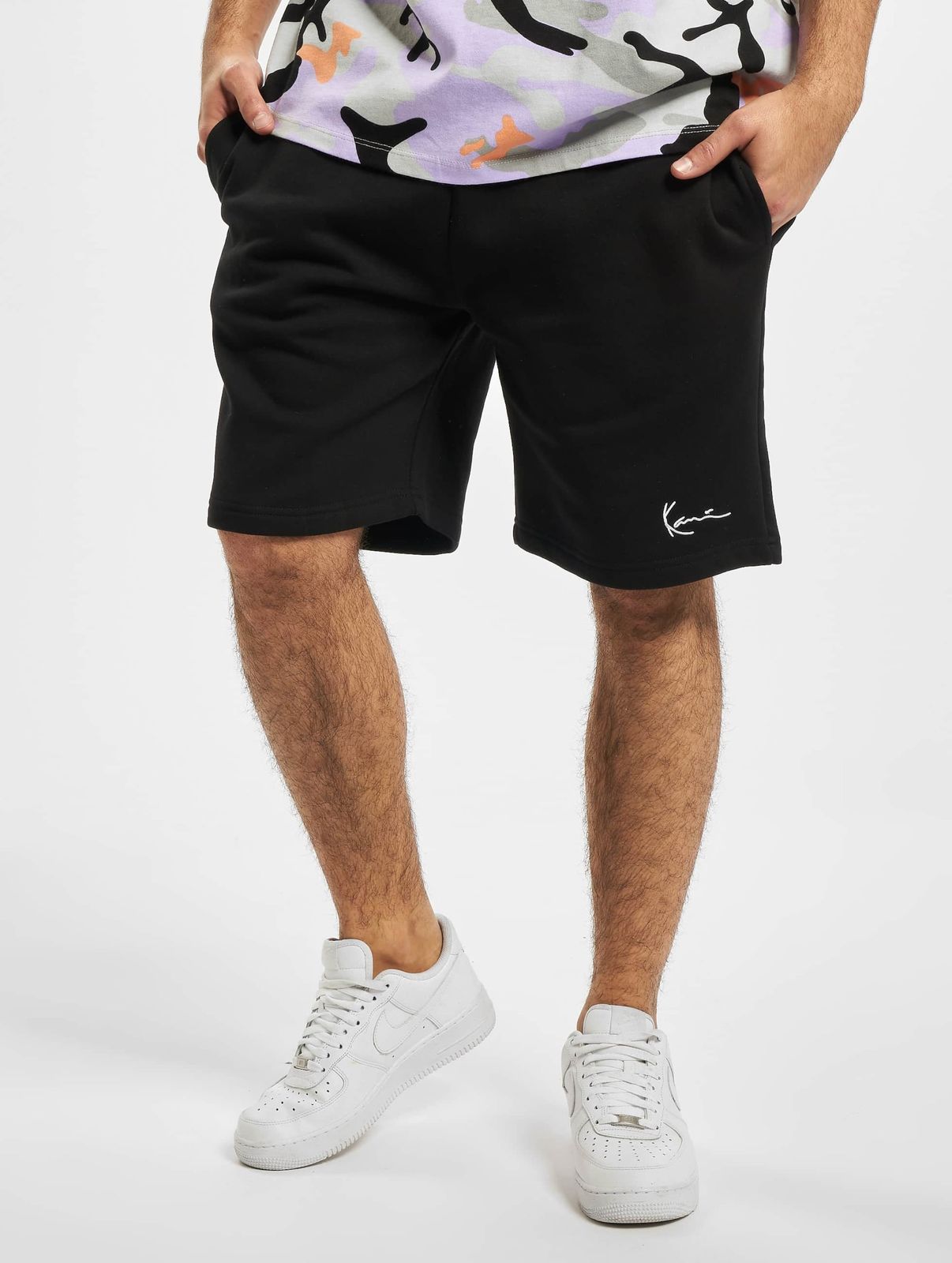 bequeme Karl Kani Herren Shorts 350 g/m² mit Baumwolle Schwarz