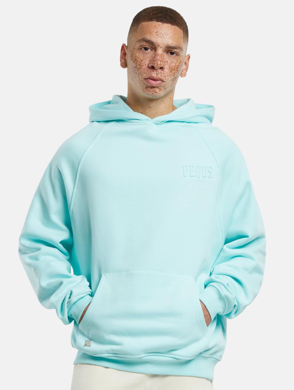 PEQUS Herren Hoodie aus Baumwolle Hell-Blau