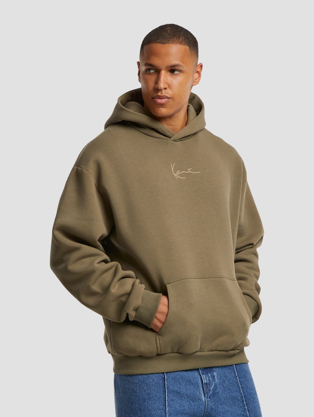 Karl Kani Herren Hoodie aus Baumwolle in Khaki