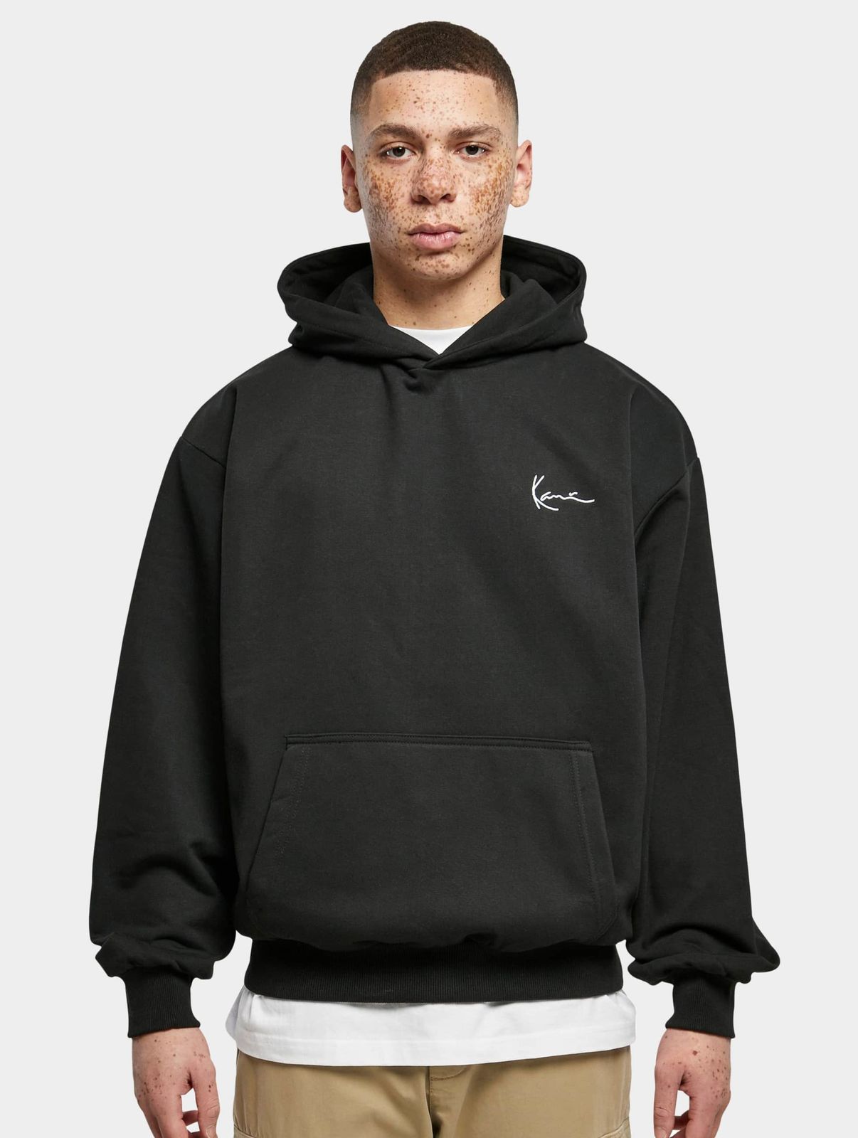 Karl Kani Herren Hoodie mit Rippstrick und Baumwolle