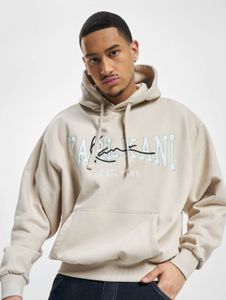 lässiger Karl Kani Herren Hoodie Kordelzug Rippstrick 400 g/m² mit Baumwolle Ecru-Weiß