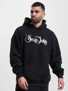 Sudadera informal con capucha para hombre de Sean John con cordón ajustable y puños acanalados, de algodón, color negro.