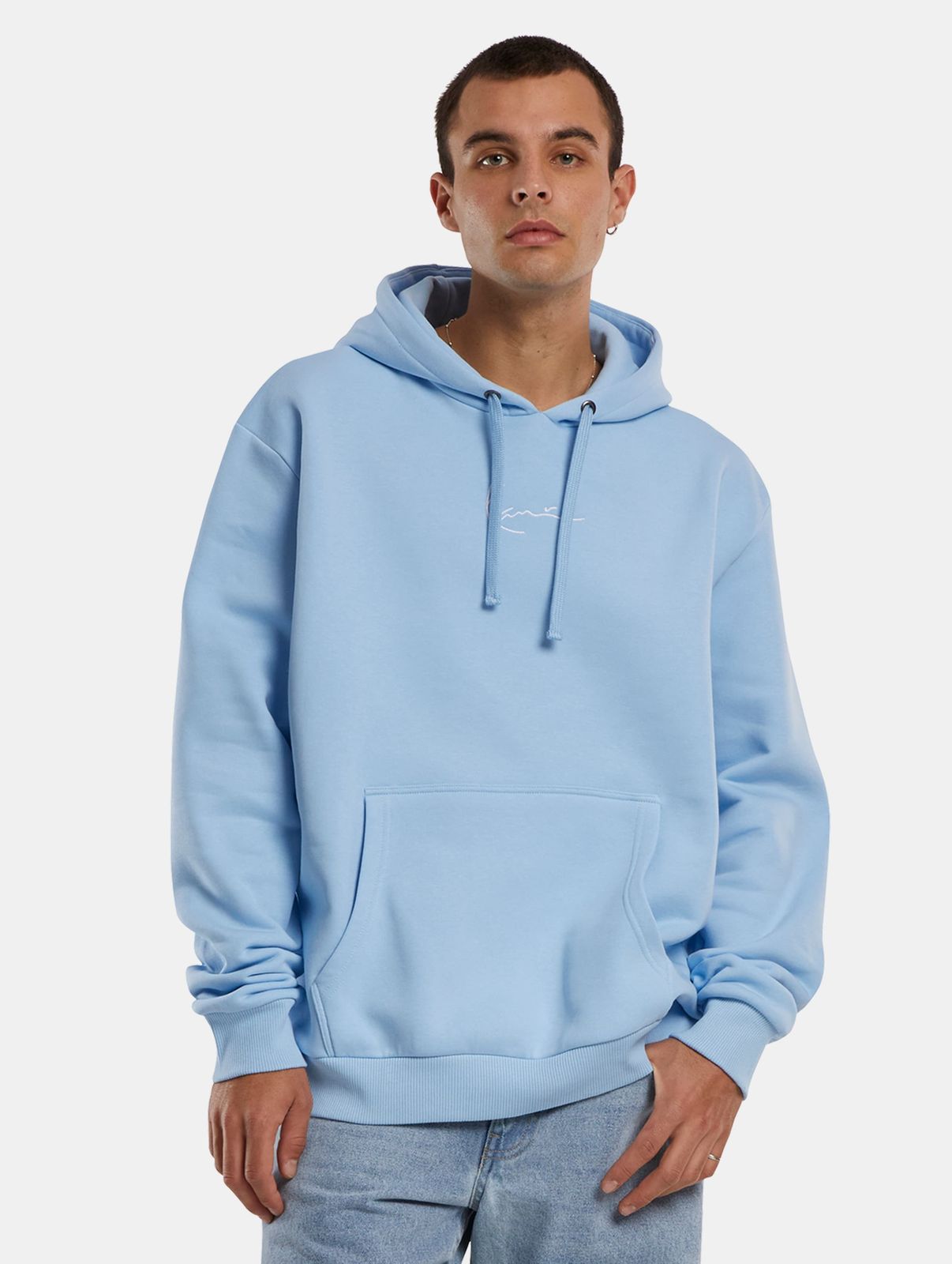 Karl Kani Herren Hoodie Baumwolle Hell-Blau