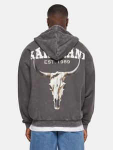 Sweat à capuche moderne Karl Kani pour homme, en coton gris