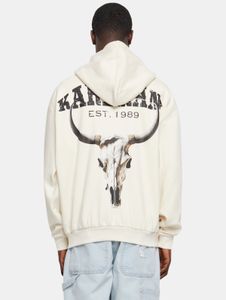 Modern Karl Kani men's hoodie in ecru-white cotton