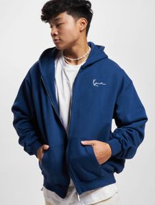 bequemer Karl Kani Herren Hoodie große Kapuze Reißverschluss 400 g/m² mit Baumwolle Blau