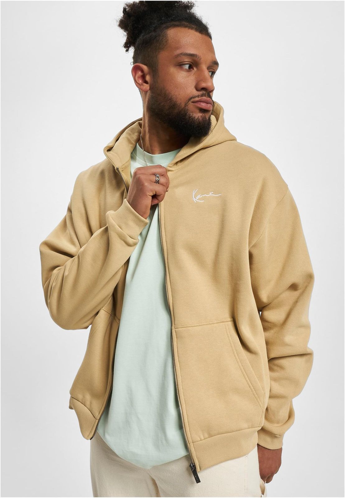 Karl Kani Herren Hoodie Beige 350 g/m² Baumwolle