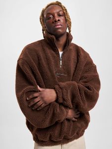 Sweat-shirt homme Karl Kani doux avec fermeture éclair, 420 g/m², marron