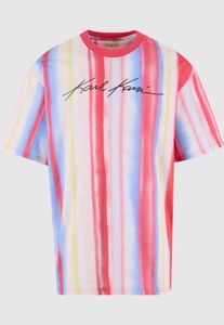 Comfortable Karl Kani men's T-shirt with cotton, red/blue/white/yellow