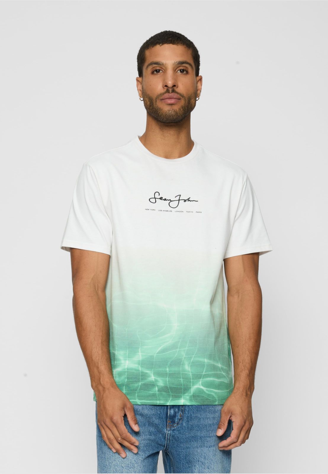 modernes Sean John Herren T-Shirt 250 g/m² mit Baumwolle Weiß