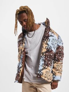 schlichte Karl Kani Herren Jacke Reißverschluss Taschen mit Baumwolle Braun/Beige/Blau