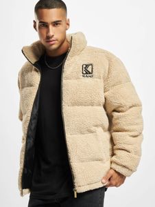 Simple Karl Kani men's jacket with pockets, fleece, 420 g/m², beige