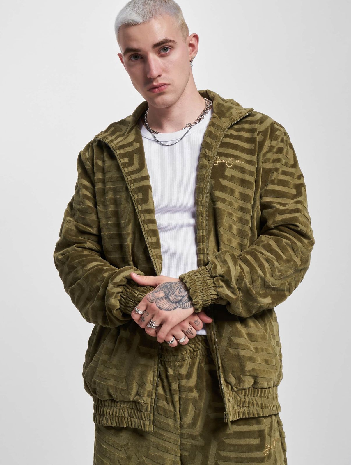 Sean John Herren Jacke Khaki mit Baumwolle