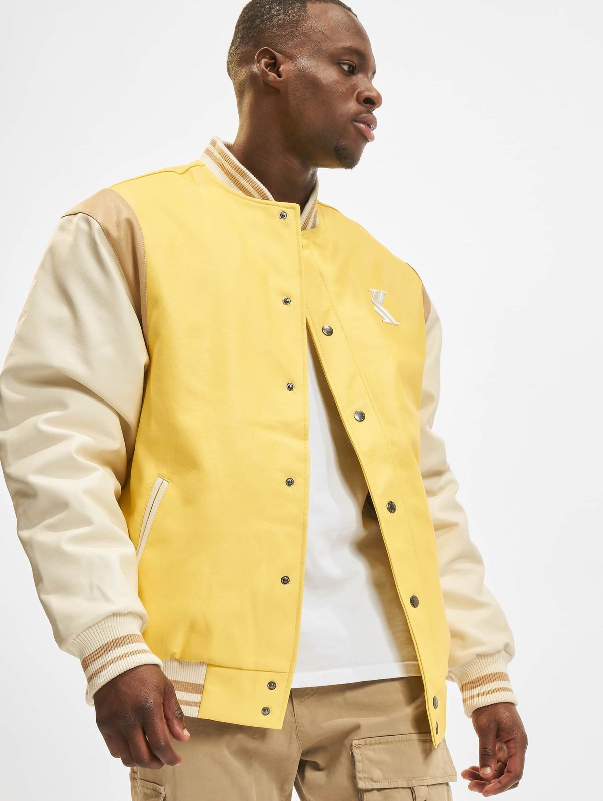 Karl Kani Herren College Jacke Kunstleder Gelb
