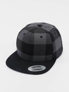sportliche Checked Flanell Unisex Cap 250 g/m² mit Baumwolle Schwarz/Grau