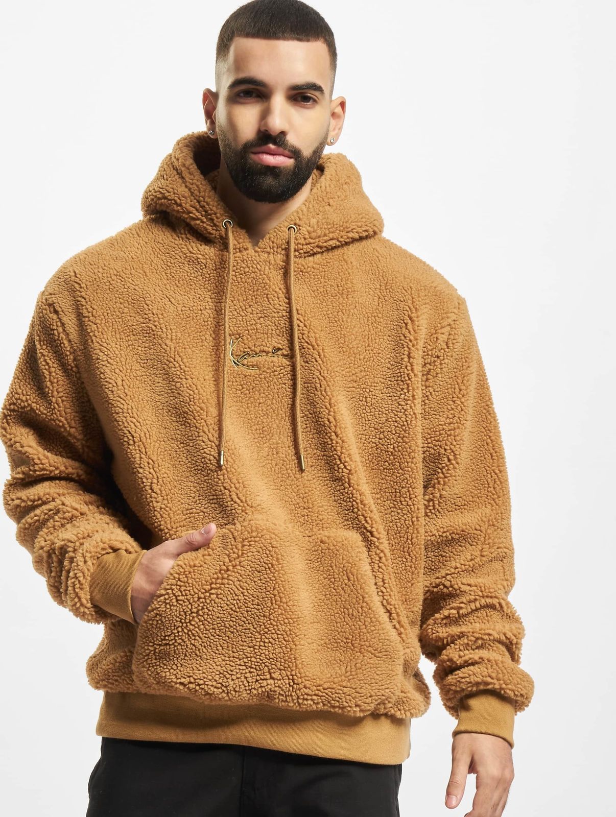 Karl Kani Herren Hoodie mit Kordelzug Kapuze Beige