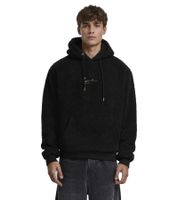 lässiger Karl Kani Herren Hoodie mit Teddy-Fell Kapuzen-Pullover Schwarz