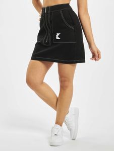 stylische Karl Kani Damen Jeans Reißverschluss Taschen mit Baumwolle Schwarz/Weiß
