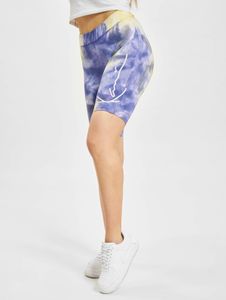 bequeme Karl Kani Damen Shorts Stretch mit Baumwolle Blau/Gelb