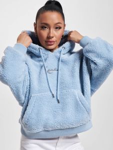Soft Karl Kani women's hoodie with drawstring hood, 420 g/m², light blue