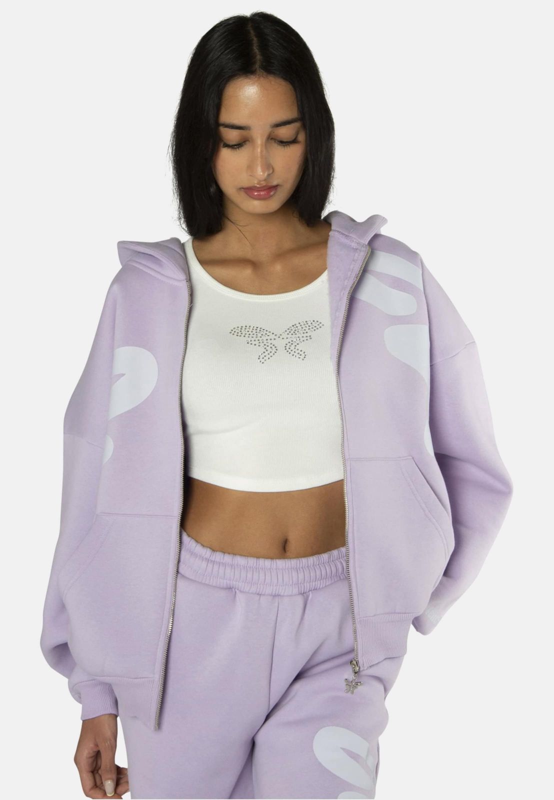 Felicious Damen Sweatshirt Baumwolle Flieder-Violett