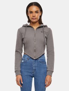soft Karl Kani women's hoodie with zip-up hood, cotton, grey