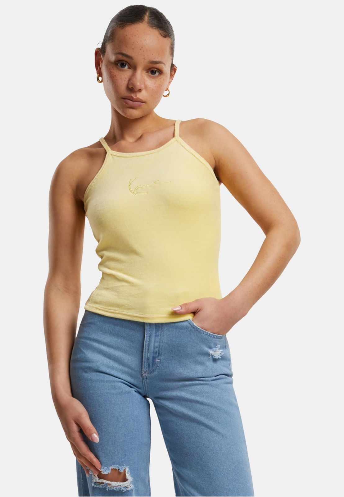 Karl Kani Damen T-Shirt mit Baumwolle Gelb