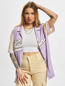 Polo versátil para mujer de Karl Kani, 140 g/m², color lila-violeta.