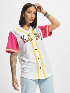 bequemes Karl Kani Damen Polo-Shirt Mesh 140 g/m² Weiß