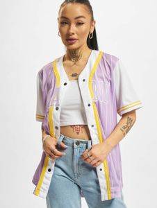 bequemes Karl Kani Damen Polo-Shirt Mesh 140 g/m² Flieder-Violett