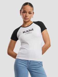 modernes Karl Kani Damen T-Shirt Stretch mit Baumwolle Weiß/Schwarz
