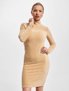 feminines Karl Kani Damen Kleid 270 g/m² mit Baumwolle Beige