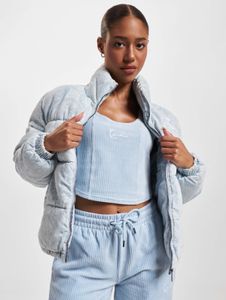 funktionale Karl Kani Damen Jacke Reißverschluss Taschen 412 g/m² mit Baumwolle Blau