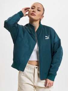 stylische Puma Damen Jacke mit Baumwolle Petrol-Blau