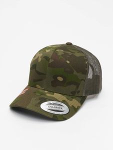 Cappellino sportivo unisex Flexfit elasticizzato in cotone verde/mimetico