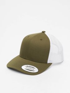 moderne Checked Flanell Unisex Cap 215 g/m² mit Baumwolle Oliv-Grün/Weiß
