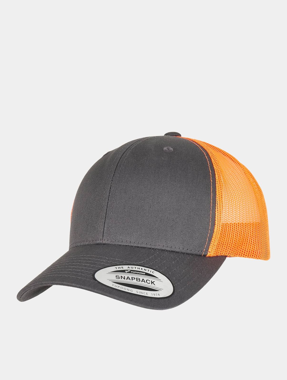 moderne Flexfit Unisex Cap 215 g/m² mit Baumwolle Grau/Orange