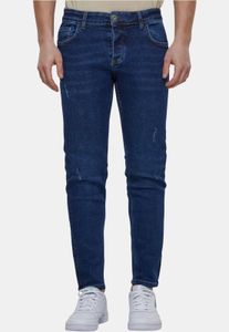 bequeme 2Y Premium Herren Jeans Skinny Fit Stretch Reißverschluss mit Baumwolle Blau