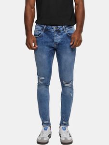 stylische 2Y Premium Herren Jeans Skinny Fit Stretch Reißverschluss mit Baumwolle Blau