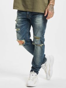 bequeme 2Y Premium Herren Jeans Slim Fit Reißverschluss Taschen mit Baumwolle Blau