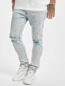 bequeme 2Y Premium Herren Jeans Skinny Fit Stretch Reißverschluss mit Baumwolle Hell-Blau