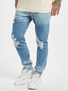 moderne 2Y Premium Herren Jeans Slim Fit Stretch Reißverschluss mit Baumwolle Blau