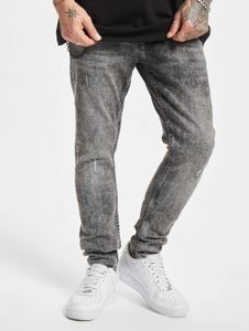 moderne 2Y Premium Herren Jeans Skinny Fit Stretch Reißverschluss mit Baumwolle Grau