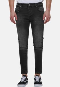 Stylish 2Y Premium Men's Skinny Fit Stretch Jeans with Zipper, Cotton, Black
