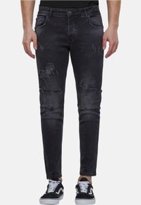 stylische 2Y Premium Herren Jeans Skinny Fit Stretch Taschen mit Baumwolle Schwarz