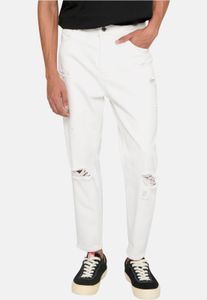 Casual 2Y Premium Men's Stretch Jeans with Zipper Pockets, Cotton, White