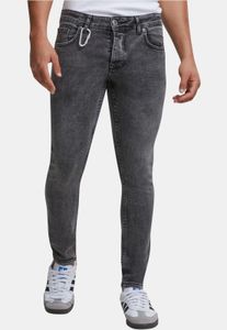 lässige 2Y Premium Herren Jeans Skinny Fit Stretch Reißverschluss mit Baumwolle Grau