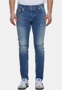 moderne 2Y Premium Herren Jeans Skinny Fit Stretch Reißverschluss mit Baumwolle Blau